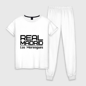 Женская пижама хлопок с принтом Real Madrid в Белгороде, 100% хлопок | брюки и футболка прямого кроя, без карманов, на брюках мягкая резинка на поясе и по низу штанин | 1902 | fc | footbal club | real madrid | лого | логотип | реал мадрид | спорт | футбол | футбольный клуб