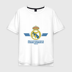 Мужская футболка хлопок Oversize с принтом Real Madrid 1902 в Белгороде, 100% хлопок | свободный крой, круглый ворот, “спинка” длиннее передней части | 1902 | fc | footbal club | real madrid | лого | логотип | реал мадрид | спорт | футбол | футбольный клуб