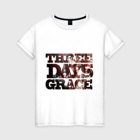 Женская футболка хлопок с принтом Three days grace (dark) в Белгороде, 100% хлопок | прямой крой, круглый вырез горловины, длина до линии бедер, слегка спущенное плечо | three days grace