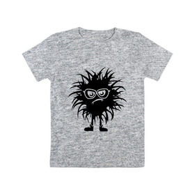 Детская футболка хлопок с принтом Лохматый чудик в Белгороде, 100% хлопок | круглый вырез горловины, полуприлегающий силуэт, длина до линии бедер | монстр | очки | пушистый | чудик
