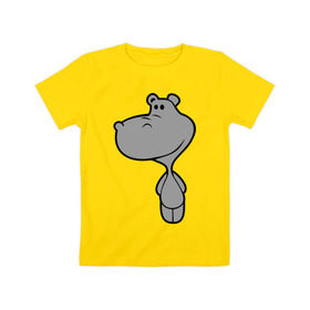 Детская футболка хлопок с принтом Бегемотик в Белгороде, 100% хлопок | круглый вырез горловины, полуприлегающий силуэт, длина до линии бедер | Тематика изображения на принте: бегемот | большой | добрый