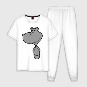 Мужская пижама хлопок с принтом Бегемотик в Белгороде, 100% хлопок | брюки и футболка прямого кроя, без карманов, на брюках мягкая резинка на поясе и по низу штанин
 | бегемот | большой | добрый