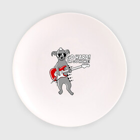 Тарелка 3D с принтом Собака с гитарой (Go hard or go home) в Белгороде, фарфор | диаметр - 210 мм
диаметр для нанесения принта - 120 мм | гитара