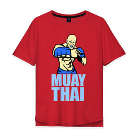 Мужская футболка хлопок Oversize с принтом Muay Thai (Тайский бокс) в Белгороде, 100% хлопок | свободный крой, круглый ворот, “спинка” длиннее передней части | 