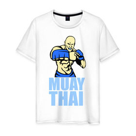 Мужская футболка хлопок с принтом Muay Thai (Тайский бокс) в Белгороде, 100% хлопок | прямой крой, круглый вырез горловины, длина до линии бедер, слегка спущенное плечо. | Тематика изображения на принте: 