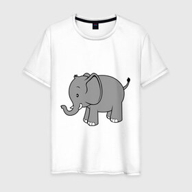 Мужская футболка хлопок с принтом Слоник в Белгороде, 100% хлопок | прямой крой, круглый вырез горловины, длина до линии бедер, слегка спущенное плечо. | слон