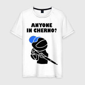 Мужская футболка хлопок с принтом DayZ: Anyone in cherno в Белгороде, 100% хлопок | прямой крой, круглый вырез горловины, длина до линии бедер, слегка спущенное плечо. | anyone in cherno | dayz | дейзи