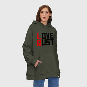 Худи SuperOversize хлопок с принтом Love Rust в Белгороде, 70% хлопок, 30% полиэстер, мягкий начес внутри | карман-кенгуру, эластичная резинка на манжетах и по нижней кромке, двухслойный капюшон
 | love | playrust | rust | раст