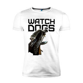Мужская футболка премиум с принтом Watch Dogs в Белгороде, 92% хлопок, 8% лайкра | приталенный силуэт, круглый вырез ворота, длина до линии бедра, короткий рукав | Тематика изображения на принте: games | watch dogs
