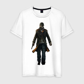 Мужская футболка хлопок с принтом Watch Dogs в Белгороде, 100% хлопок | прямой крой, круглый вырез горловины, длина до линии бедер, слегка спущенное плечо. | 