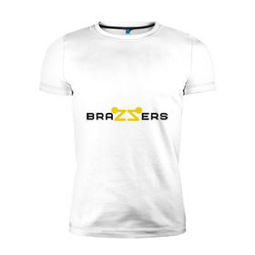Мужская футболка премиум с принтом Brazzers в Белгороде, 92% хлопок, 8% лайкра | приталенный силуэт, круглый вырез ворота, длина до линии бедра, короткий рукав | brazzers