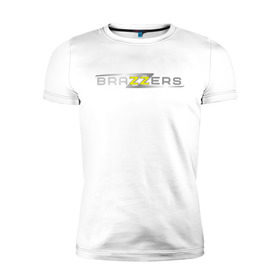 Мужская футболка премиум с принтом Brazzers в Белгороде, 92% хлопок, 8% лайкра | приталенный силуэт, круглый вырез ворота, длина до линии бедра, короткий рукав | brazzers