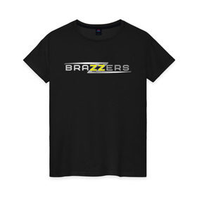 Женская футболка хлопок с принтом Brazzers в Белгороде, 100% хлопок | прямой крой, круглый вырез горловины, длина до линии бедер, слегка спущенное плечо | brazzers