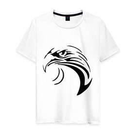 Мужская футболка хлопок с принтом Тату - взгляд орла в Белгороде, 100% хлопок | прямой крой, круглый вырез горловины, длина до линии бедер, слегка спущенное плечо. | взгляд | глаз | голова | коршун | орел | птица | сокол | тату
