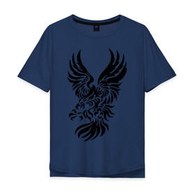 Мужская футболка хлопок Oversize с принтом Орел в броске в Белгороде, 100% хлопок | свободный крой, круглый ворот, “спинка” длиннее передней части | бросок | орел | охота | тату | узор | хищник