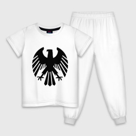 Детская пижама хлопок с принтом Немецкий гербовый орёл в Белгороде, 100% хлопок |  брюки и футболка прямого кроя, без карманов, на брюках мягкая резинка на поясе и по низу штанин
 | геральдика | герб | немецкий | орел | птица | рисунок