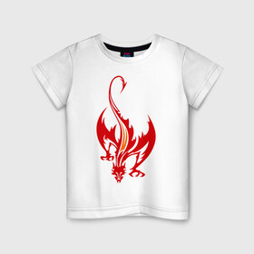 Детская футболка хлопок с принтом Пылающий дракон в Белгороде, 100% хлопок | круглый вырез горловины, полуприлегающий силуэт, длина до линии бедер | 