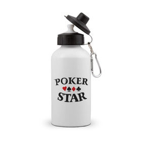 Бутылка спортивная с принтом Poker Stars в Белгороде, металл | емкость — 500 мл, в комплекте две пластиковые крышки и карабин для крепления | poker | stars | пики | покер | старс