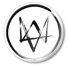 Значок с принтом Watch dog - логотип в Белгороде,  металл | круглая форма, металлическая застежка в виде булавки | watch dogs