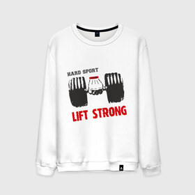 Мужской свитшот хлопок с принтом Lift Strong в Белгороде, 100% хлопок |  | hard | lift | pain | sport | strong | гантели | спорт | штанга