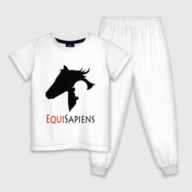 Детская пижама хлопок с принтом Конный спорт - лошади в Белгороде, 100% хлопок |  брюки и футболка прямого кроя, без карманов, на брюках мягкая резинка на поясе и по низу штанин
 | equi | sapiens | жокей | кони | конный | лошади