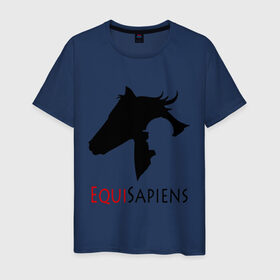 Мужская футболка хлопок с принтом Конный спорт - лошади в Белгороде, 100% хлопок | прямой крой, круглый вырез горловины, длина до линии бедер, слегка спущенное плечо. | equi | sapiens | жокей | кони | конный | лошади