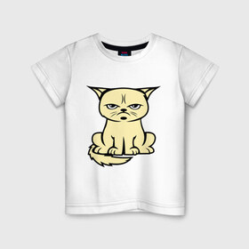 Детская футболка хлопок с принтом Недовольный кот в Белгороде, 100% хлопок | круглый вырез горловины, полуприлегающий силуэт, длина до линии бедер | cat | grumpy | киса | кот | котэ | кошка | недовольный