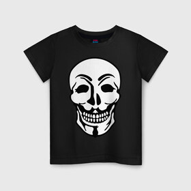 Детская футболка хлопок с принтом Анонимус - череп в Белгороде, 100% хлопок | круглый вырез горловины, полуприлегающий силуэт, длина до линии бедер | скелет