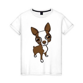 Женская футболка хлопок с принтом Милая собачка в Белгороде, 100% хлопок | прямой крой, круглый вырез горловины, длина до линии бедер, слегка спущенное плечо | милая | пес | собака | собачка | терьер | той | чихуахуа