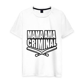 Мужская футболка хлопок с принтом Mama ama criminal в Белгороде, 100% хлопок | прямой крой, круглый вырез горловины, длина до линии бедер, слегка спущенное плечо. | Тематика изображения на принте: underground | баста