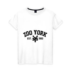 Женская футболка хлопок с принтом Zoo York в Белгороде, 100% хлопок | прямой крой, круглый вырез горловины, длина до линии бедер, слегка спущенное плечо | 300 | york | zoo | антибренд | зоо | йорк