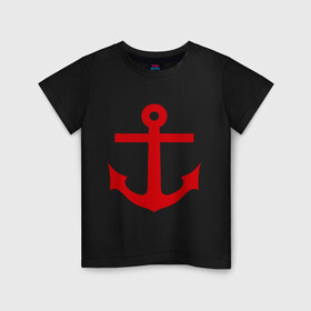 Детская футболка хлопок с принтом Якорь в Белгороде, 100% хлопок | круглый вырез горловины, полуприлегающий силуэт, длина до линии бедер | anchor | captain | sailor | вмф | волна | девушке | капитан | корабль | любимому | матрос | море | моряк | моряку | мужчине | палуба | парню | подарок | штиль | шторм | якорь