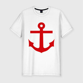 Мужская футболка премиум с принтом Якорь в Белгороде, 92% хлопок, 8% лайкра | приталенный силуэт, круглый вырез ворота, длина до линии бедра, короткий рукав | Тематика изображения на принте: anchor | captain | sailor | вмф | волна | девушке | капитан | корабль | любимому | матрос | море | моряк | моряку | мужчине | палуба | парню | подарок | штиль | шторм | якорь