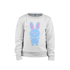 Детский свитшот хлопок с принтом Зайка в Белгороде, 100% хлопок | круглый вырез горловины, эластичные манжеты, пояс и воротник | bunny | rabbit | белый | зайка | заяц | кролик | милый