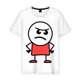 Мужская футболка хлопок с принтом Суровый парень в Белгороде, 100% хлопок | прямой крой, круглый вырез горловины, длина до линии бедер, слегка спущенное плечо. | злой | мальчик | мужик | парень | стикмэн | суровый | хмурый