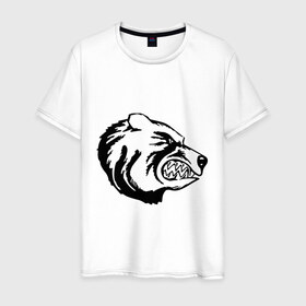 Мужская футболка хлопок с принтом Медведь в Белгороде, 100% хлопок | прямой крой, круглый вырез горловины, длина до линии бедер, слегка спущенное плечо. | 