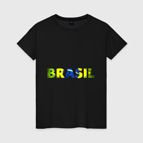 Женская футболка хлопок с принтом BRASIL 2014 в Белгороде, 100% хлопок | прямой крой, круглый вырез горловины, длина до линии бедер, слегка спущенное плечо | бразилия