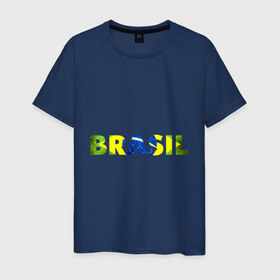 Мужская футболка хлопок с принтом BRASIL 2014 в Белгороде, 100% хлопок | прямой крой, круглый вырез горловины, длина до линии бедер, слегка спущенное плечо. | бразилия