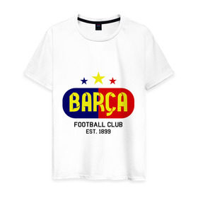 Мужская футболка хлопок с принтом Barcelona Football club в Белгороде, 100% хлопок | прямой крой, круглый вырез горловины, длина до линии бедер, слегка спущенное плечо. | barca | barcelona | club | football | барселона | клуб | футбол