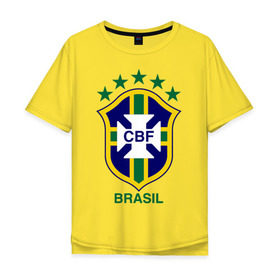 Мужская футболка хлопок Oversize с принтом Сборная Бразилии по футболу в Белгороде, 100% хлопок | свободный крой, круглый ворот, “спинка” длиннее передней части | бразилия
