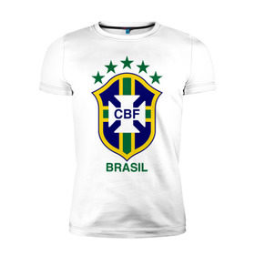 Мужская футболка премиум с принтом Сборная Бразилии по футболу в Белгороде, 92% хлопок, 8% лайкра | приталенный силуэт, круглый вырез ворота, длина до линии бедра, короткий рукав | Тематика изображения на принте: бразилия