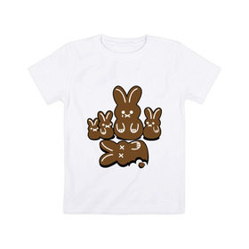 Детская футболка хлопок с принтом Шоколадные кролики в Белгороде, 100% хлопок | круглый вырез горловины, полуприлегающий силуэт, длина до линии бедер | chocolate | death | rabbit | еда | зайцы | заяц | зверь | кролик | шоколад