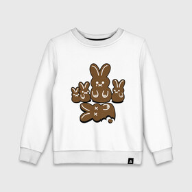 Детский свитшот хлопок с принтом Шоколадные кролики в Белгороде, 100% хлопок | круглый вырез горловины, эластичные манжеты, пояс и воротник | chocolate | death | rabbit | еда | зайцы | заяц | зверь | кролик | шоколад