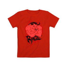 Детская футболка хлопок с принтом Rage (Ярость) в Белгороде, 100% хлопок | круглый вырез горловины, полуприлегающий силуэт, длина до линии бедер | bull | rage | бык | качок | силовой | спорт | ярость