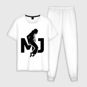 Мужская пижама хлопок с принтом Майкл Джексон в Белгороде, 100% хлопок | брюки и футболка прямого кроя, без карманов, на брюках мягкая резинка на поясе и по низу штанин
 | jackson | king | michael | music | pop | джексон | джэксон | король | майкл | музыка | поп | попса