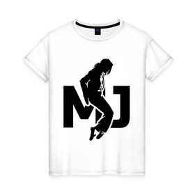Женская футболка хлопок с принтом Майкл Джексон в Белгороде, 100% хлопок | прямой крой, круглый вырез горловины, длина до линии бедер, слегка спущенное плечо | jackson | king | michael | music | pop | джексон | джэксон | король | майкл | музыка | поп | попса