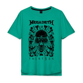 Мужская футболка хлопок Oversize с принтом Megadeth thirteen в Белгороде, 100% хлопок | свободный крой, круглый ворот, “спинка” длиннее передней части | megadeth