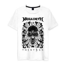 Мужская футболка хлопок с принтом Megadeth thirteen в Белгороде, 100% хлопок | прямой крой, круглый вырез горловины, длина до линии бедер, слегка спущенное плечо. | megadeth