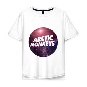 Мужская футболка хлопок Oversize с принтом Arctic monkeys space logo в Белгороде, 100% хлопок | свободный крой, круглый ворот, “спинка” длиннее передней части | Тематика изображения на принте: arctic monkeys