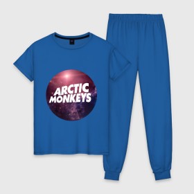 Женская пижама хлопок с принтом Arctic monkeys space logo в Белгороде, 100% хлопок | брюки и футболка прямого кроя, без карманов, на брюках мягкая резинка на поясе и по низу штанин | arctic monkeys
